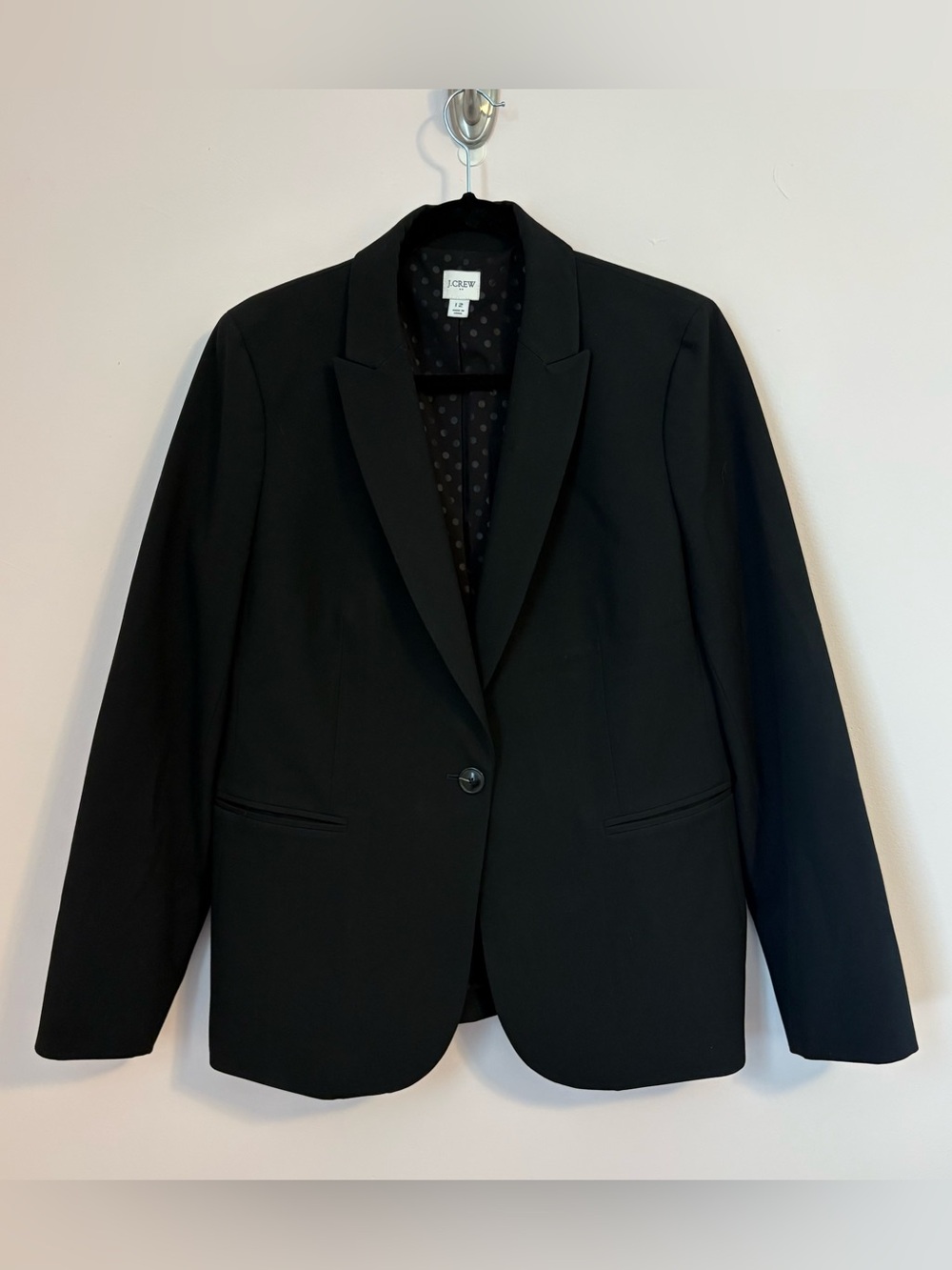 Like new! J. Crew Women's Black Single-Button Blazer, size 12